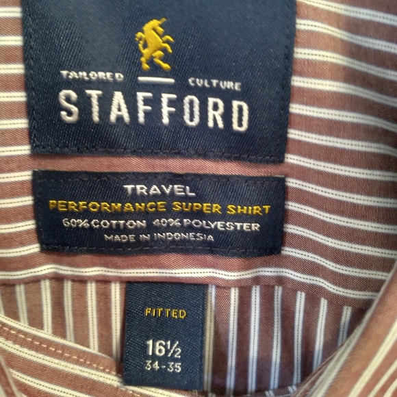 Stafford Fitted 16 1/2 Button Down Shirt 34/35. - Picture 3 of 7